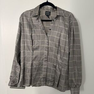 Vintage houndstooth plaid blouse